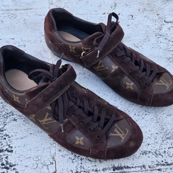 Louis Vuitton Men Shoes Brown LV Logo Lace Up Sneaker Made Italy Size 9UK 10US - Picture 3 of 13